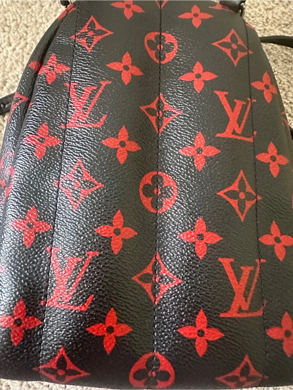 Louis Vuitton Infrarouge Palm Springs Black with Red Monogram Mini Backpack